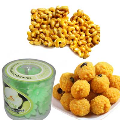"Aroma Wax Floating Candles - Green, Kaju Pakam, Laddu - Click here to View more details about this Product